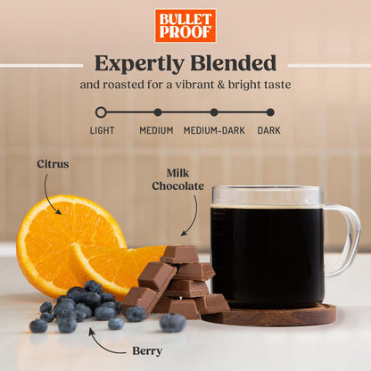 Bulletproof Original Medium Roast Ground Coffee,100% Arabica Coffee, Clean Coffee Tested for Toxins, Sustainably Sourced, 12 Ounces