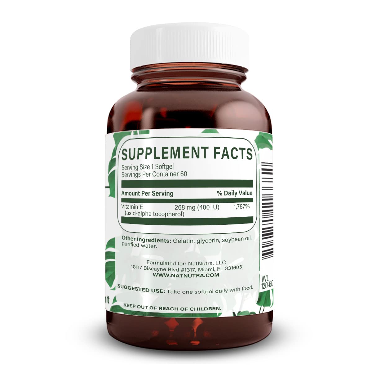 Natural Nutra Vitamin E 200 IU Supplement, 60 Softgels | Helps Heart Health & Protects Skin Texture, Enriches Health Nutrients, Enhances Hair & Nails Growth, Supports Body Fat Level