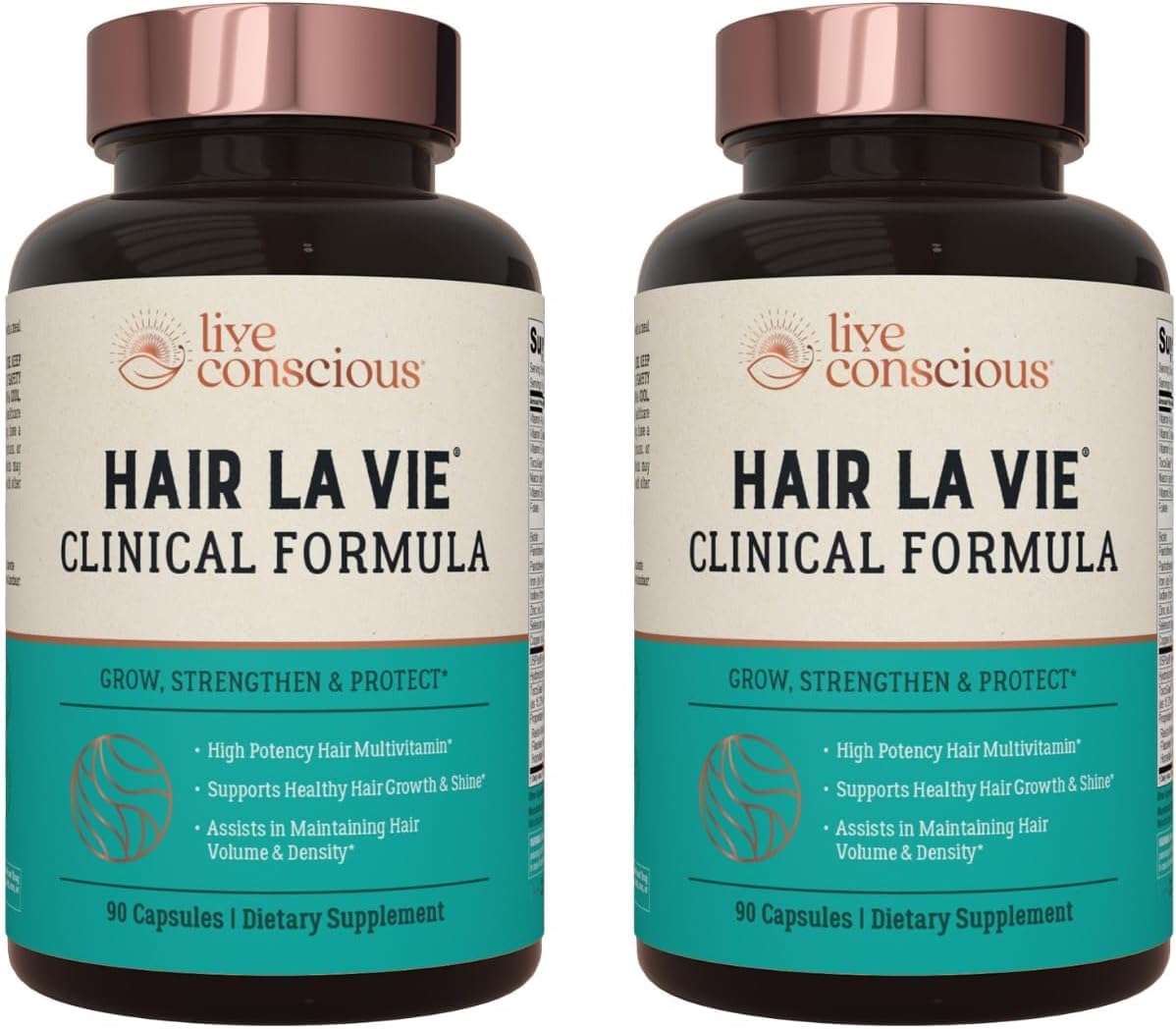 Hair La Vie Live Conscious Clinical Formula Hair Growth Vitamins for Women and Men w/Biotin, Collagen & Saw Palmetto (Pack of 1)
