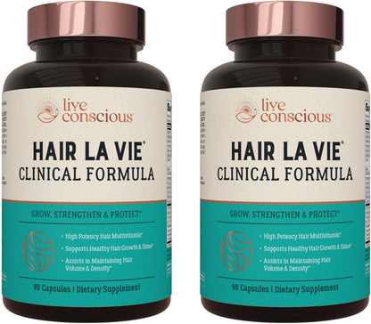 Hair La Vie Live Conscious Clinical Formula Hair Growth Vitamins for Women and Men w/Biotin, Collagen & Saw Palmetto (Pack of 1)