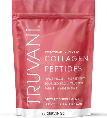 Truvani Hydrolyzed Collagen Peptides | Unflavored | 28 Servings | 20g Grass-Fed Collagen Protein Powder | Promotes Hair, Nail, Skin, and Joint Health | Keto | Gluten & Dairy Free