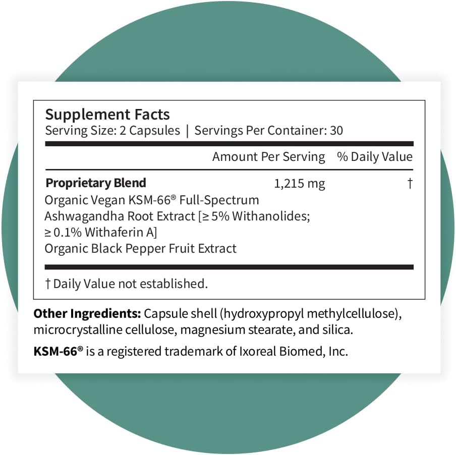 Pattern Wellness Ashwagandha Complex Supplement – 360 Vegan Capsules | For Men & Women – Organic KSM-66® & Black Pepper Extract – Supports Stress Response & Energy Balance – Non-GMO