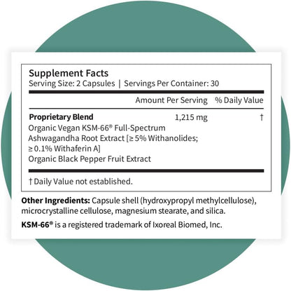 Pattern Wellness Ashwagandha Complex Supplement – 360 Vegan Capsules | For Men & Women – Organic KSM-66® & Black Pepper Extract – Supports Stress Response & Energy Balance – Non-GMO