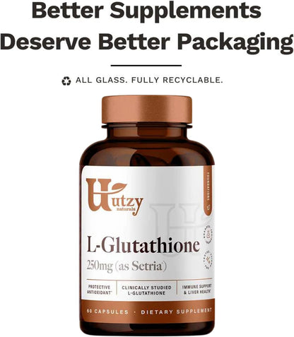 Utzy Naturals Glutathione | Clinical Trial Backed | 250 mg | 60 Capsules