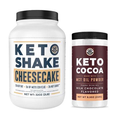 Left Coast Performance Cheesecake Keto Meal Replacement Shake, 2lbs + Keto Cocoa, 8.5oz