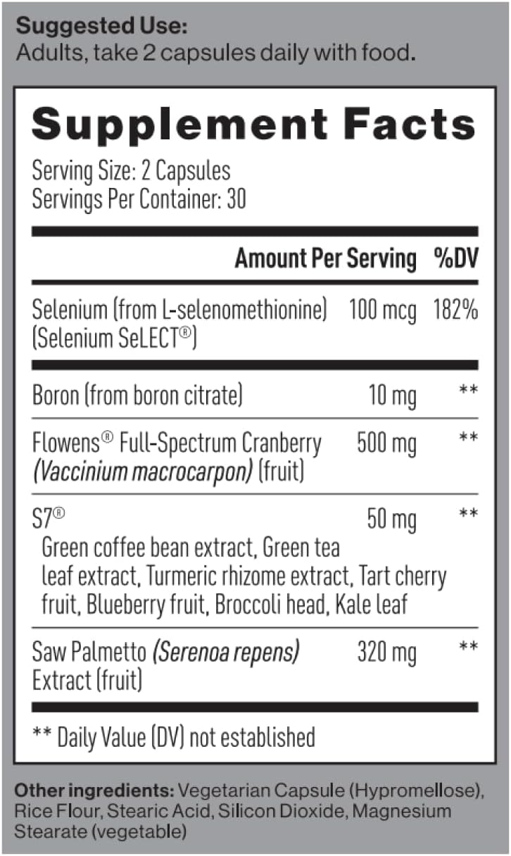 Mdrive Prostate Prostate Support Supplement for Men's Health, Promotes Urinary Tract Health, Supports Normal Flow, Frequency & Bladder Emptying, Flowens Cranberry Extract, S7 N.O. Booster, 60 Capsules
