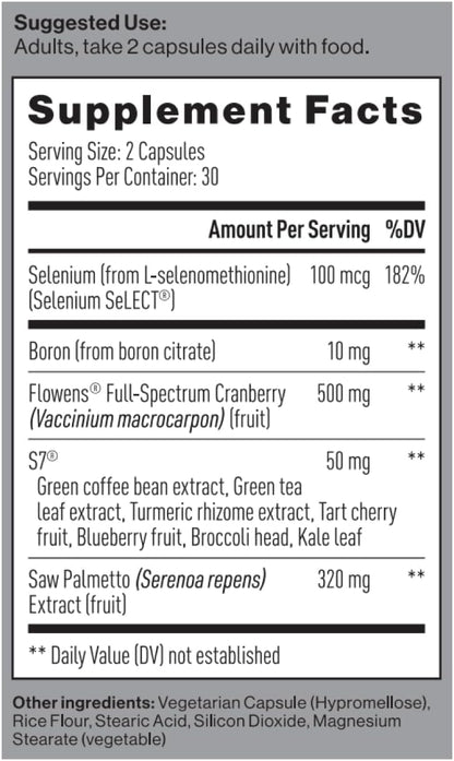Mdrive Prostate Support Mens Supplement Saw Palmetto 60 Veg Capsules | Promotes Urinary Tract Health, Supports Normal Flow, Frequency & Bladder Emptying, Flowens Cranberry Extract, S7 N.O. Booster