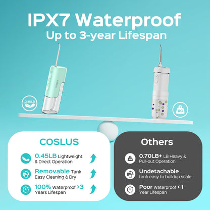 COSLUS T40 Mini Water Flosser for Travel, Portable Compact Design, Balck