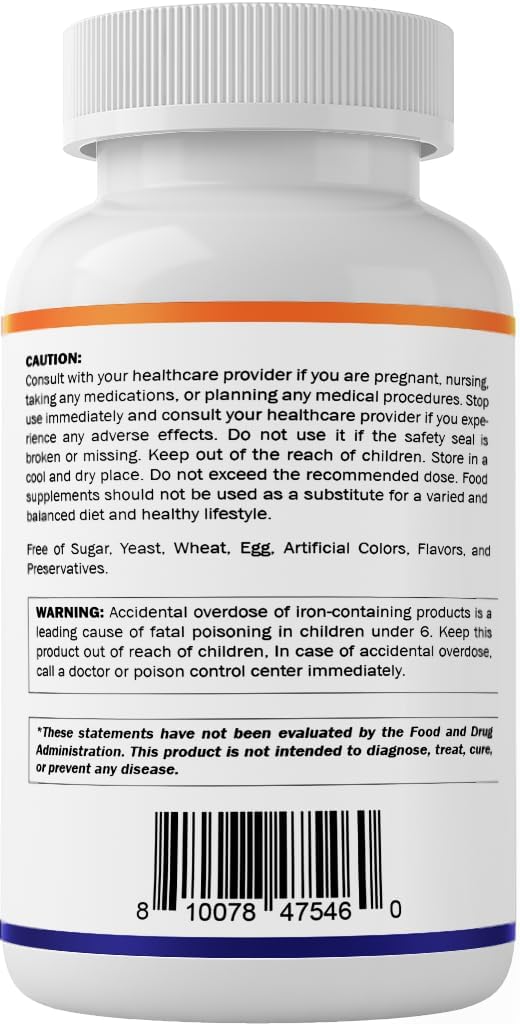 Vitamatic Ferrous Gluconate 324 mg + Vitamin C 100 mg - No Artificial Color Additives - Gentle on Stomach - 250 Tablets - Made in USA