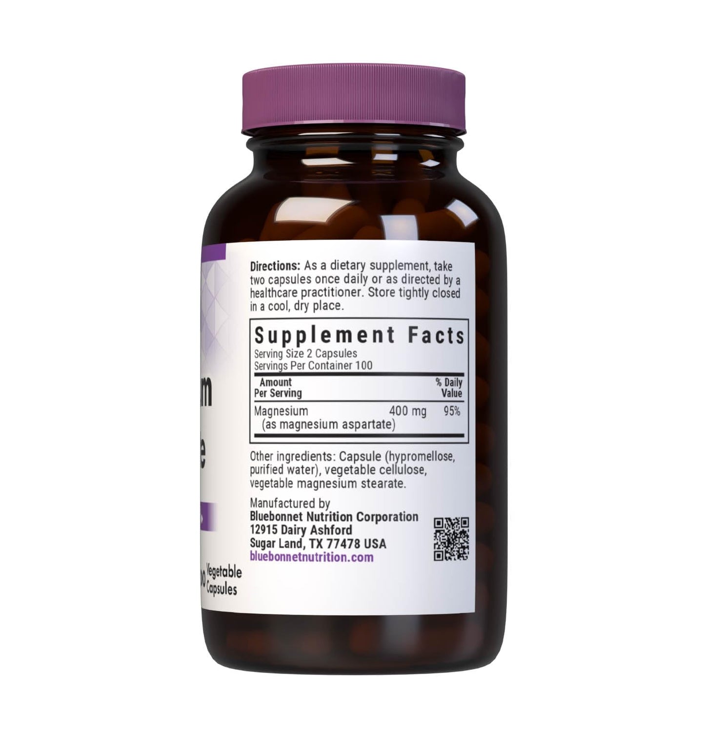 Bluebonnet Nutrition Magnesium & B6 – 400 mg Magnesium Oxide & Aspartate with Vitamin B6 25 mg – Heart & Brain Magnesium Complex for Women & Men* - Non-GMO, Vegan, Gluten-Free - 90 Vegetable Capsules