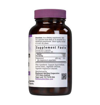 Bluebonnet Nutrition Magnesium & B6 – 400 mg Magnesium Oxide & Aspartate with Vitamin B6 25 mg – Heart & Brain Magnesium Complex for Women & Men* - Non-GMO, Vegan, Gluten-Free - 90 Vegetable Capsules
