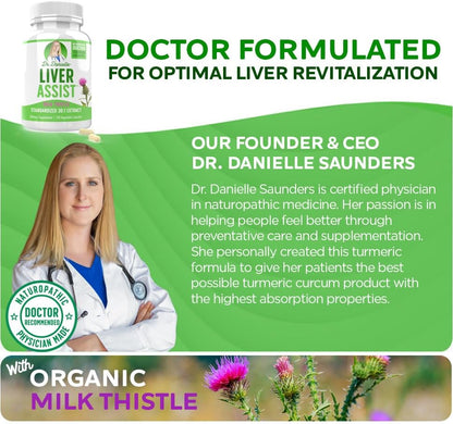 Best Liver Supplements with Milk Thistle - Organic Liver Cleanse Detox & Cleanse - Liver Support for Men and Women - Liver Detox Cleanse Repair - 120 Capsules, Liver Assist by Dr. Danielle