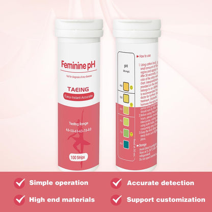 TAEING Vaginal Health pH Test Strips, 100pcs Feminine pH Test for Women, pH-Balance Monitor