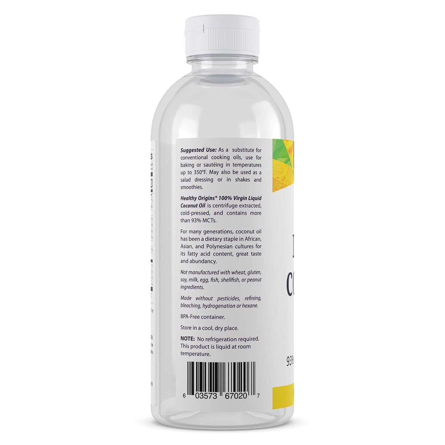 Healthy Origins Coconut Oil Liquid, 100% Virgin, 20 fl Oz
