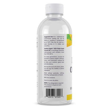 Healthy Origins Coconut Oil Liquid, 100% Virgin, 20 fl Oz