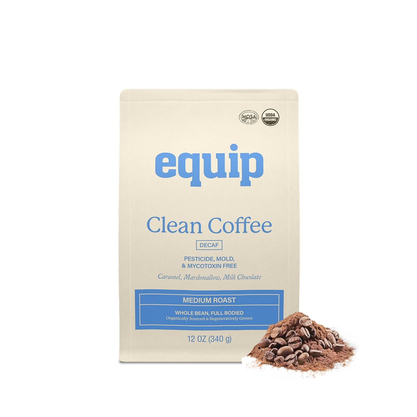 Equip Foods Clean Coffee | Gold Standard, Certified Organic, Fair Trade, Regenerative | Medium Roast, Whole Bean, Nicaragua | Brown Sugar+Chocolate+Citrus