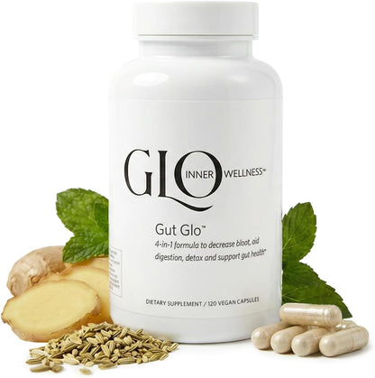Gut Health Supplements, Natural Bloating Relief, Digestion & Constipation Aid, 4-in-1 Probiotics, Digestive Enzymes, Magnesium & Organic Herbs Capsules for Women & Men -120 Count