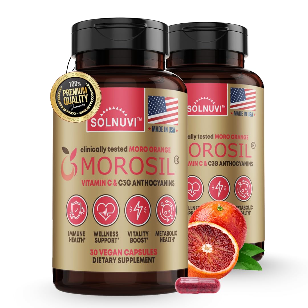 Morosil Clinically Tested C3G Supplement - Metabolism, Antioxidant, Wellness Support for Men & Women - 400mg Moro Red Orange Extract - 60 Veggie Capsules - Non-GMO, Gluten-Free, Vegan-Friendly