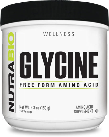 NutraBio Glycine Powder - Glycine Supplement- Free Form Amino Acid Supplement - 1000mg Serving - 150g, 150 Servings