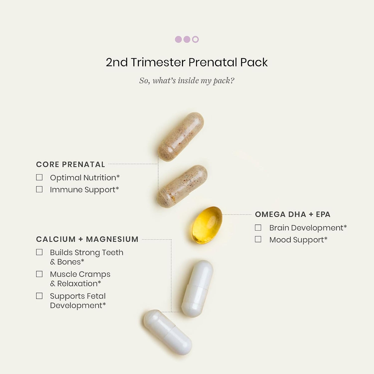 Perelel 2nd Trimester Bundle, 2nd Trimester Prenatal Vitamin Pack, Hydration Powder, & Choline Boost