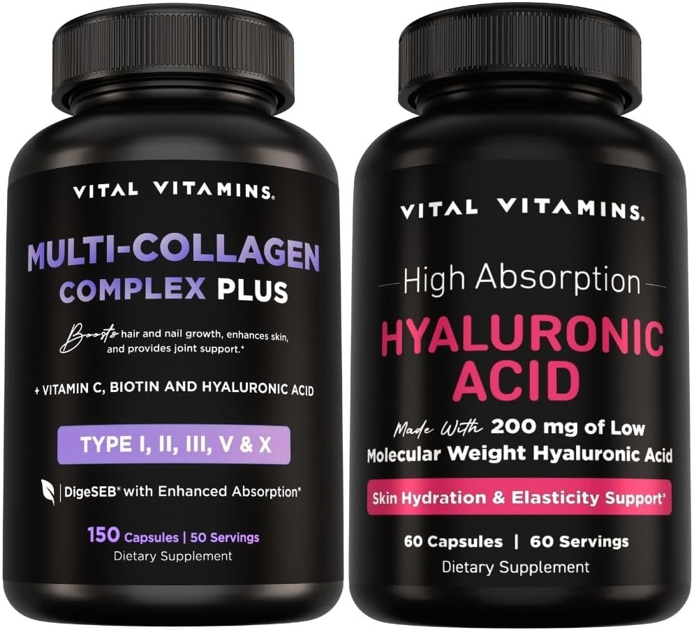 Vital Vitamins Multi-Collagen Plus 150 ct + Hyaluronic Acid Capsules 60 ct