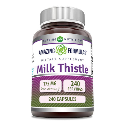 Amazing Formulas Milk Thistle Supplement | 175 Mg per Serving | 120 Capsules | Non-GMO | Gluten-Free | Made in USA