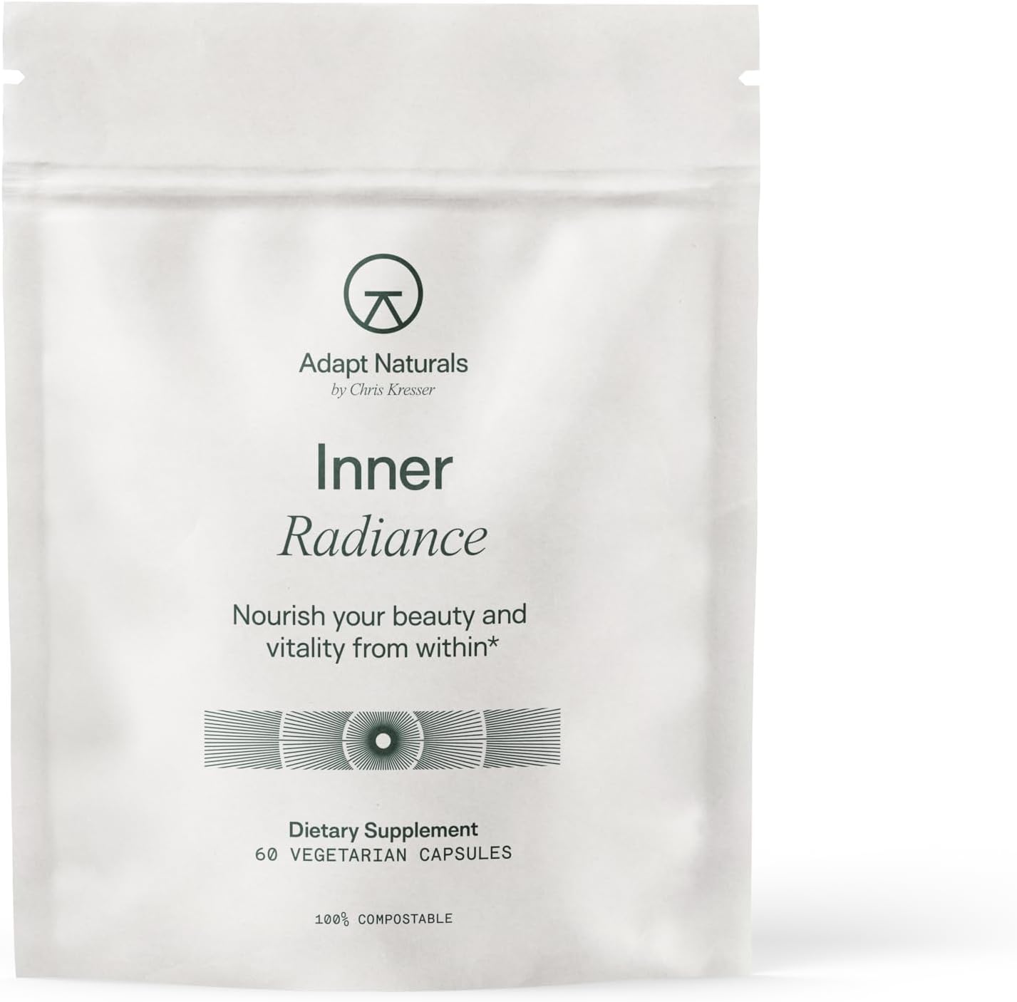 Adapt Naturals Inner Radiance Hair Skin and Nails Vitamins for Women & Men | with Biotin, Collagen, Hyaluronic Acid, Vitamin C & Ceramides - Thicker Hair, Stronger Nails & Hydrated Skin Supplement