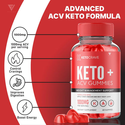 (3 Pack) Keto Crave ACV Gummies Kelly Clarkson, Ketocrave Keto + ACV Gummies