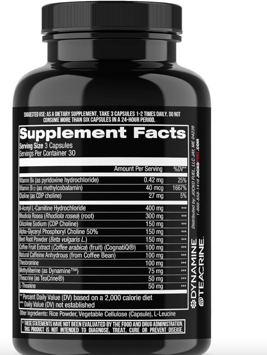 Jocko Fuel Brain Power - Nootropic Dietary Supplements for Memory & Focus wiht L Theanine, L Carnitine- Energy & Focus Supplement (90 Capsules)