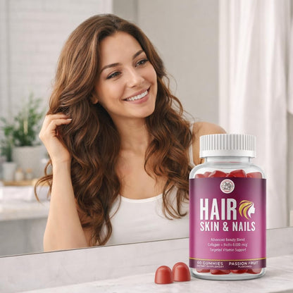 Grab The Gold Hair Skin & Nails Gummies Biotin Collagen Passion Fruit