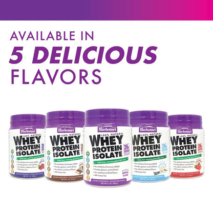 BlueBonnet Nutrition Whey Protein Isolate Powder From Grass Fed Cows, 26g of Protein, No Sugar Added, Gluten & Soy free, kosher Dairy, 2 Lbs, 28 Servings, French Vanilla Flavor
