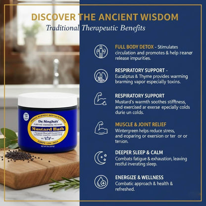 Dr. Singha's Mustard Bath Soak – Aromatherapy Bath Salts with Mustard Seed & Essential Oils for Muscle Relaxation, Stress Relief & Soothing – Epsom Salt Alternative, 16 oz