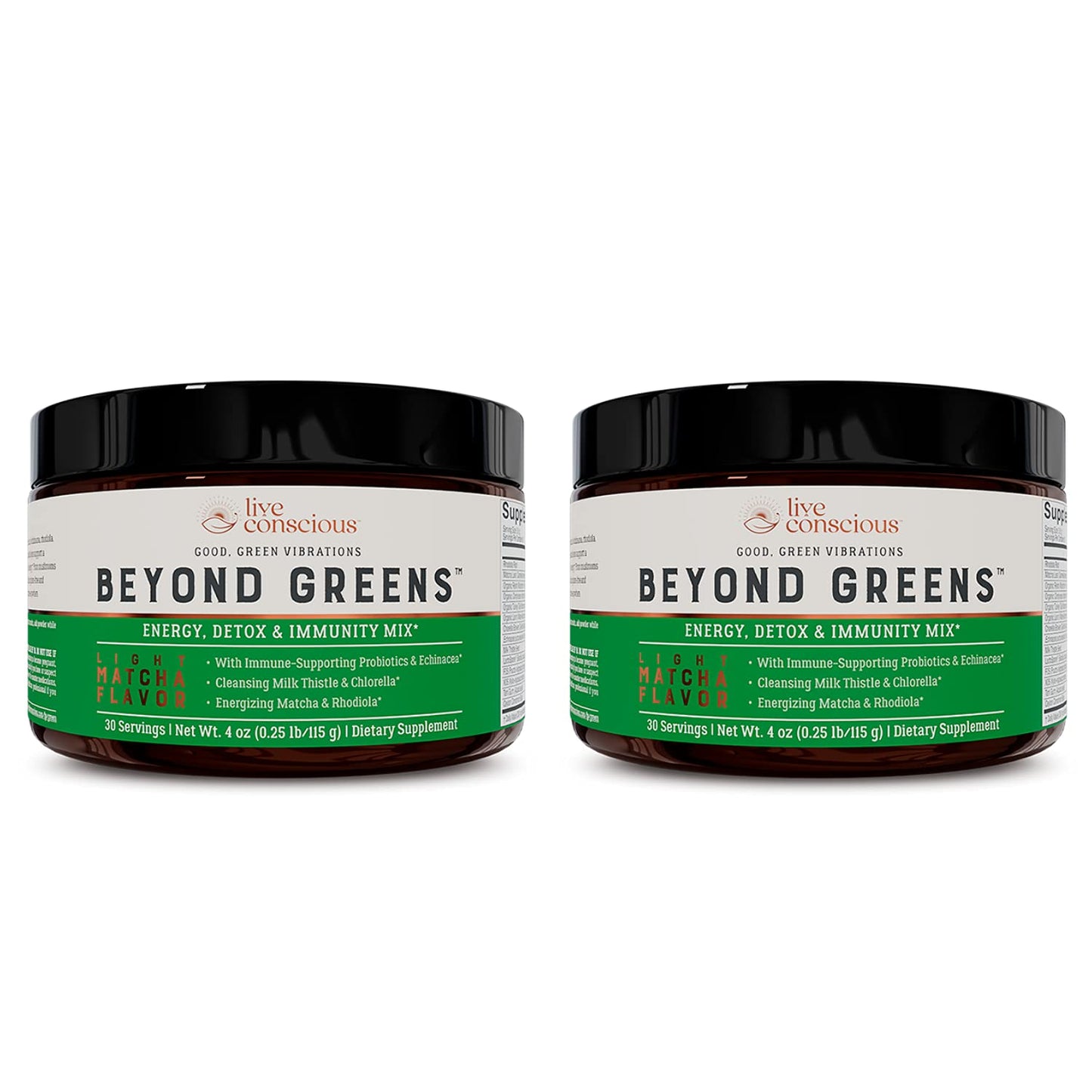 Live Conscious Beyond Greens Superfood Powder - Delicious Debloating Super Greens Powder - Matcha Greens Blend w/Chlorella, Echinacea, Probiotics for Immune Support & Energy