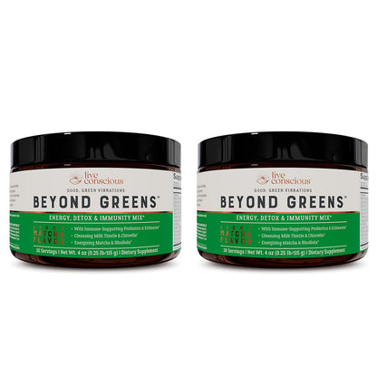Live Conscious Beyond Greens Superfood Powder - Delicious Debloating Super Greens Powder - Matcha Greens Blend w/Chlorella, Echinacea, Probiotics for Immune Support & Energy