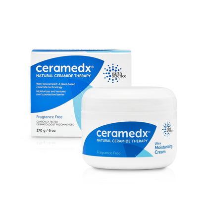 Ceramedx Ultra Moisturizing Ceramide Body Cream, Unscented, 6 oz Jar | Plant-Based Riceramide-3 with Shea, Cocoa Butter & Calendula | Intensive Relief for Very Dry Skin | Vegan