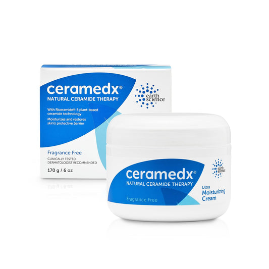 Ceramedx Ultra Moisturizing Ceramide Body Cream, Unscented, 6 oz Jar | Plant-Based Riceramide-3 with Shea, Cocoa Butter & Calendula | Intensive Relief for Very Dry Skin | Vegan