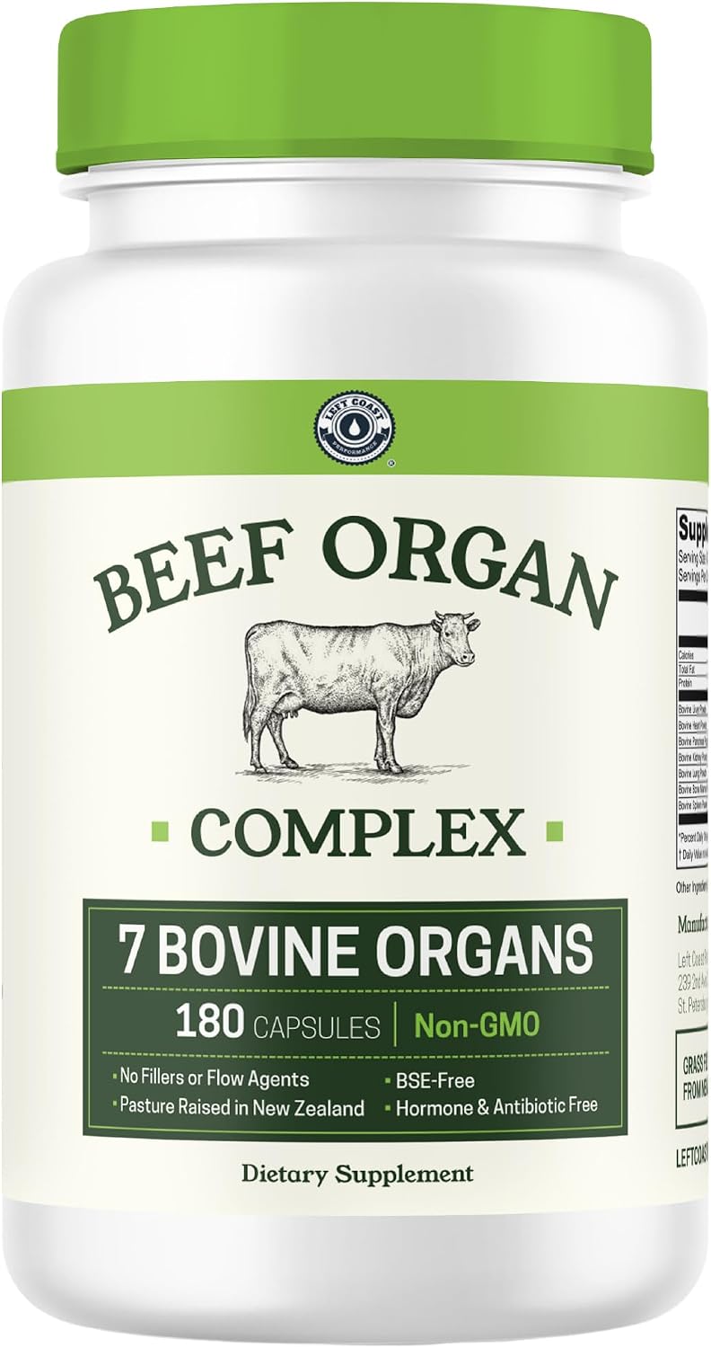 Left Coast Performance Boron Supplement for Men & Beef Organ Supplement - Testosterone Boosting Bundle for Men's Gut Health Energy Hormone Balance and Immune Support