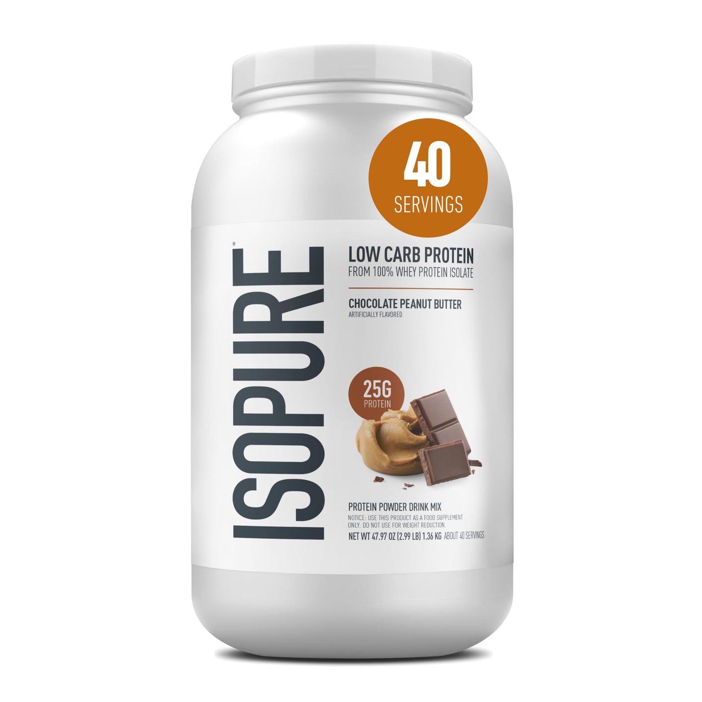 Isopure Zero Carb 100% Pure Whey Isolate Protein Powder, Gluten Free, With Vitamins, Cookies & Cream, 25g Protein Per Serving, 1 Lb, 15 Servings (Packaging May Vary)