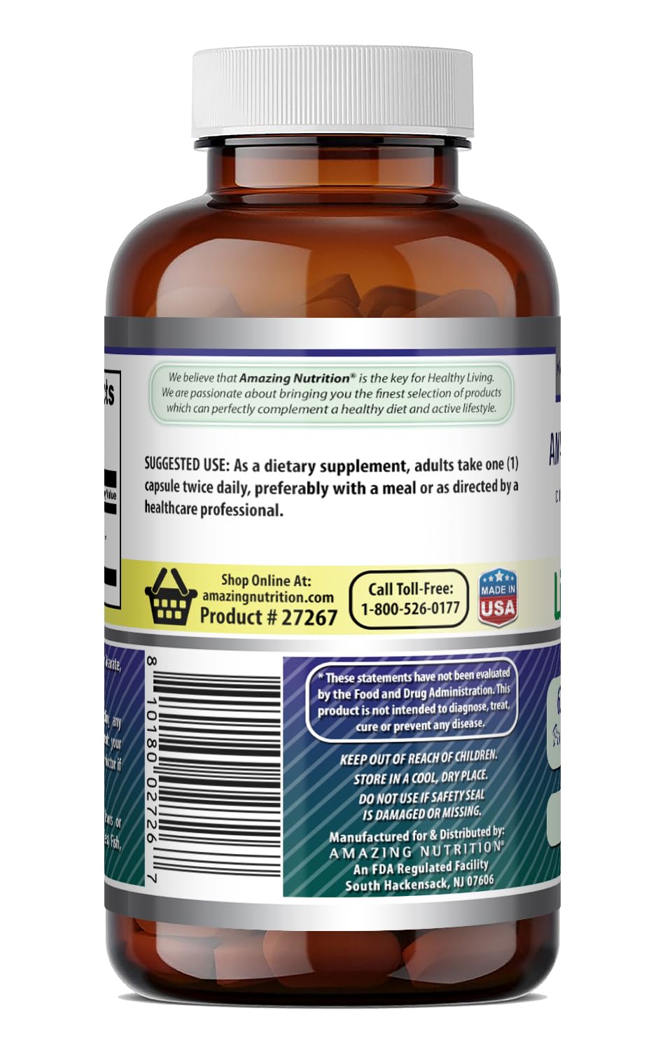 Amazing Formulas Alpha Lipoic Acid | 600 Mg Per Serving Supplement | Capsules | Non-GMO | Gluten Free | Made in USA (1 Pack | 120 Count)