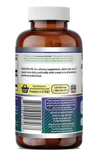 Amazing Formulas Alpha Lipoic Acid | 600 Mg Per Serving Supplement | Capsules | Non-GMO | Gluten Free | Made in USA (1 Pack | 120 Count)