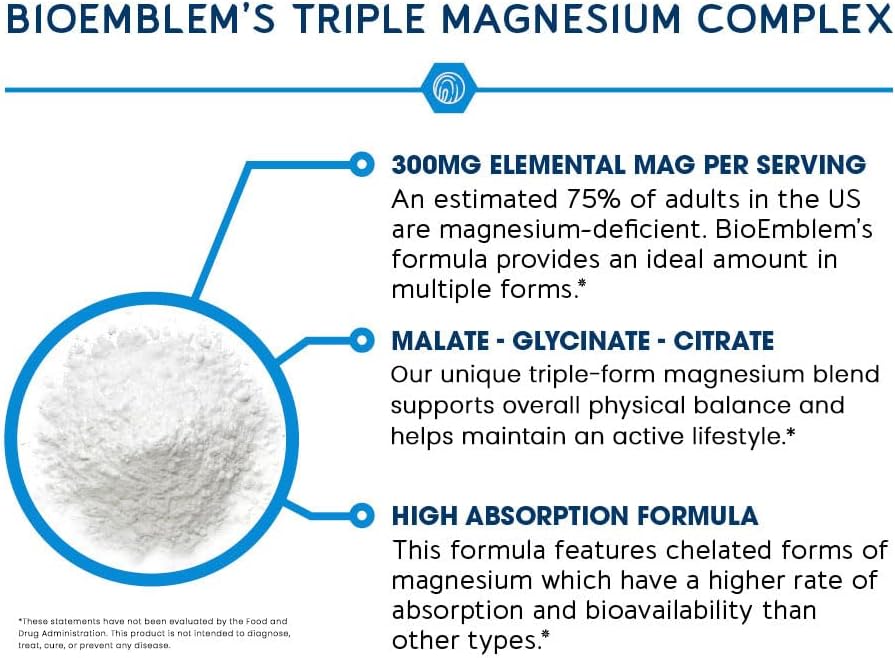 BioEmblem Triple Magnesium Complex and BioEmblem Turmeric Curcumin with Clinically Studied TurmiPure - Joint Support, Healthy Inflammation Turmeric Supplements