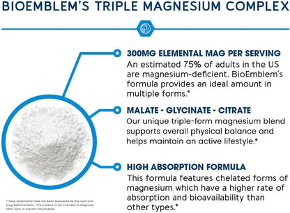 BioEmblem Triple Magnesium Complex and BioEmblem Turmeric Curcumin with Clinically Studied TurmiPure - Joint Support, Healthy Inflammation Turmeric Supplements