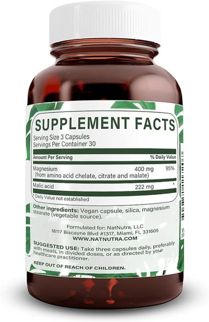 Natural Nutra Mega Magnesium 400mg Supplement - High Absorption Amino Acid Chelate, Better Vibes, Citrate, Malate Blend for Muscle Growth, Bone Strength, Heart Health, Nerve Support - 90 Capsules