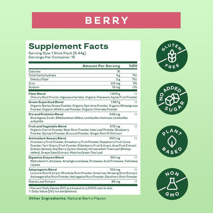 Bloom Raspberry Lemonade Clear Protein and Berry Greens Stick Packs Bundle