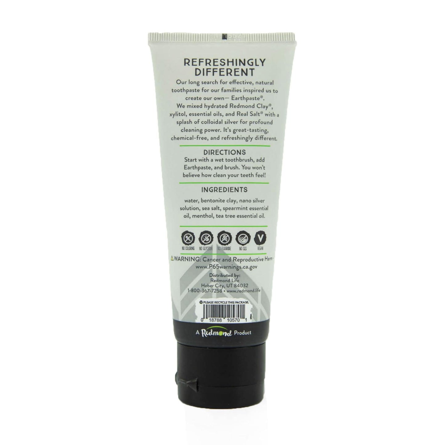 Redmond Earthpaste with Silver - Natural Non-Fluoride Toothpaste, 4 Ounce Tube (Peppermint)