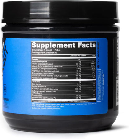 Jocko Fuel Ultimate Pre Workout Powder - Pre-Workout Energy Powder Drink for Men & Women - High Stim Sugar-Free Nootropic Blend to Support Muscle Pump, Energy, & Recovery 200mg Caffeine Blue Raspberry