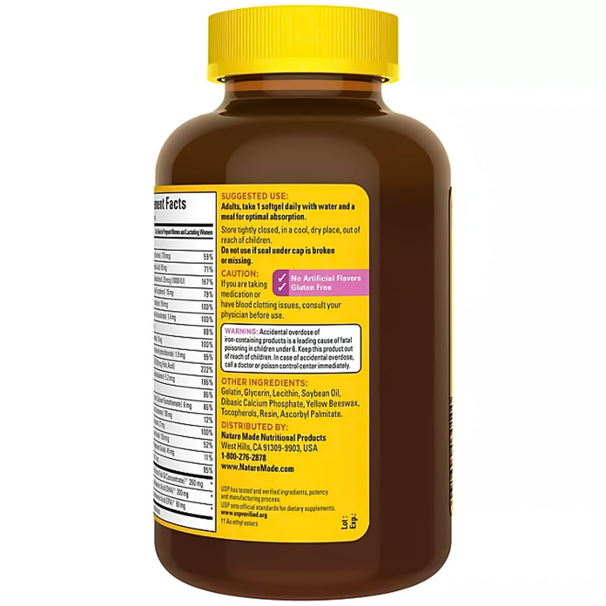 Nature Made Prenatal with Folic Acid + DHA, 200mg Prenatal Vitamin and Mineral Supplement