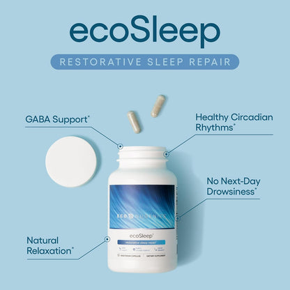EcoNugenics ecoSleep: Sleep Aid with GABA Support Blend, Magnesium, L-Theanine, Niacin – Helps Promote Deep Sleep, Healthy Circadian Rhythms, Relaxation, Calm – Supplement for Adults, 60 Capsules
