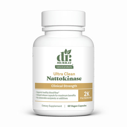 Dr. Murray's Ultra Clean Nattokinase - Supports Healthy Blood Circulation & Fibrinolytic Activity | Vegan Delayed Release Capsules | Non-GMO, Gluten Free | 30 Count