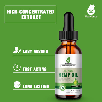 (2 Pack) Hemp Oil Organic Premium - 2,800,000 Maximum Strength - 100% Natural Hemp